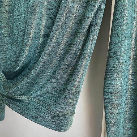 TOMAS MAIER Heathered Metallic Long Sleeve Crew Tee Size 6 Green Black Gold - Picture 5 of 11